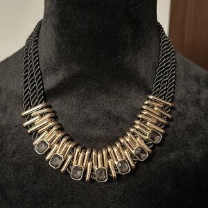 White House Black Market Gold and Black Statement Necklace